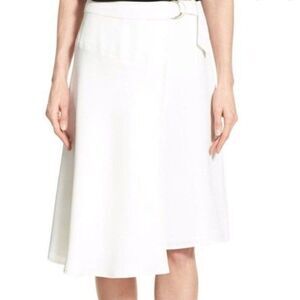 Vince Camuto Women White Hi-Lo Hem Wrap Skirt Size 8P